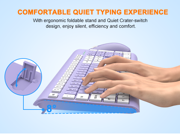 Wireless Keyboard and Mouse Combo, Full Size Silent Ergonomic Keyboard Mouse