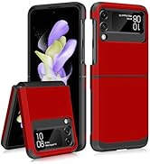 SAMONPOW for Samsung Galaxy Z Flip 4 Case with Upgraded Hinge Protection Dual Layer Hard PC Soft ...