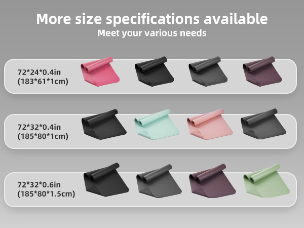 More size specifications available