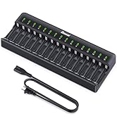 BONAI AA AAA Battery Charger 16 Bay for NiMH NiCD Rechargeable Batteries Independent Control with...