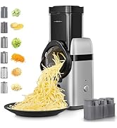 FOHERE Electric Cheese Grater, Upgraded 6-IN-1 Large Feed Chute Electric Vegetable Slicer with Di...