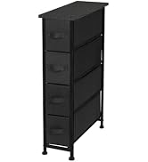 American Dream 4-Drawer Storage Tower, Slim Fabric Dresser with Steel Frame, Narrow Organizer Uni...