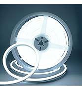 White Neon LED Strip Light,DC 12V 600 SMD2835 LED Neon Rope Lights,Upgraded 16.4ft/5m Led Light S...