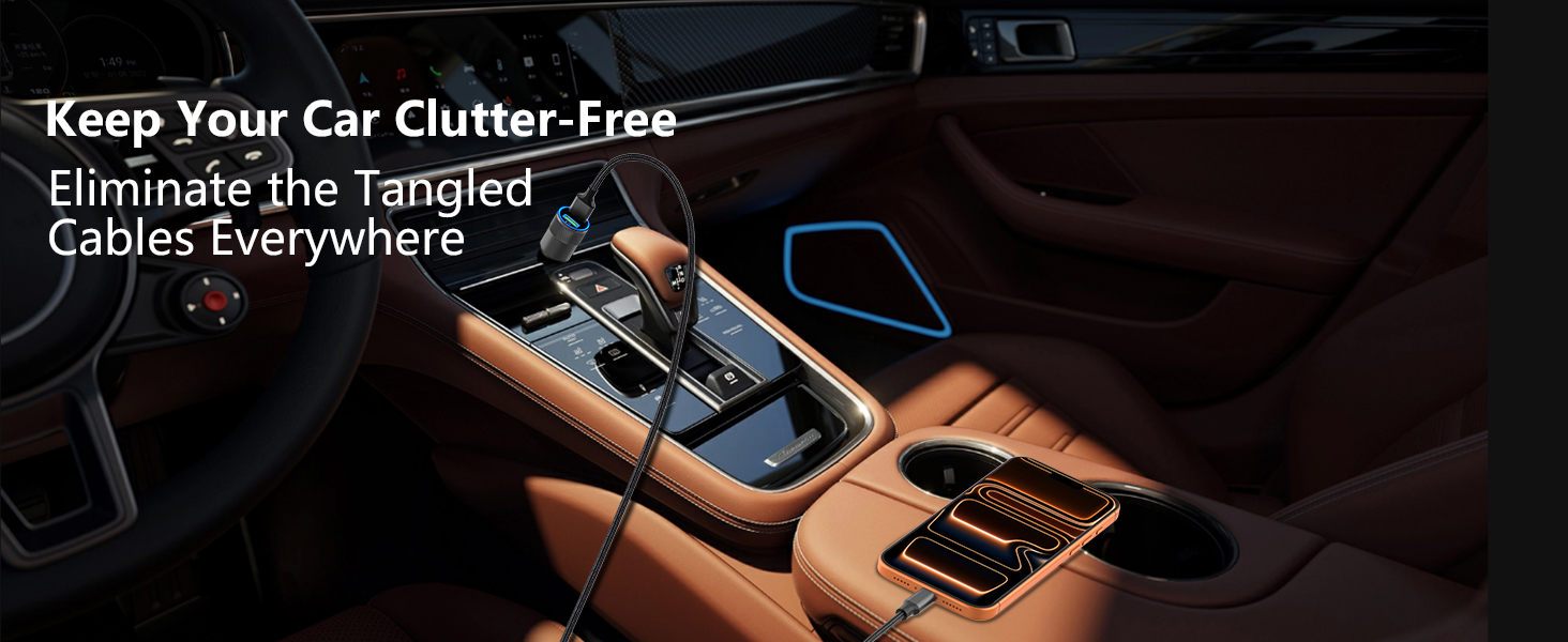 MFi Certified 2Pack 4.8A USB Car Power Cigarette Lighter Type-C Car Charger USB-C Carplay Charger