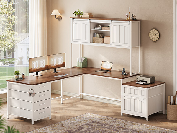 l shaped desk with drawers