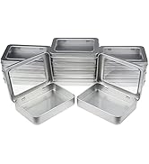 12 Pack Empty Rectangular Metal Storage Organizer Tins with Clear Window Hinged Lids for Small It...