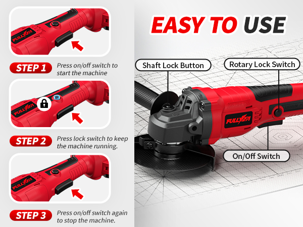 Cordless Angle Grinder Tool, 4-1/2 inch Battery Grinder for Cutting, Grinding, Polishing