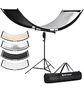 K&F CONCEPT U-Shape Reflector Curved Reflector 180x60cm with 4-in-1 Reflective Fabric, Black/Gold...