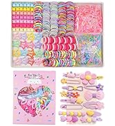 889 pcs Elastic Hair Bands for Girls Hair Accessories Ponytail Holders Colorful Rubber Bands Set ...