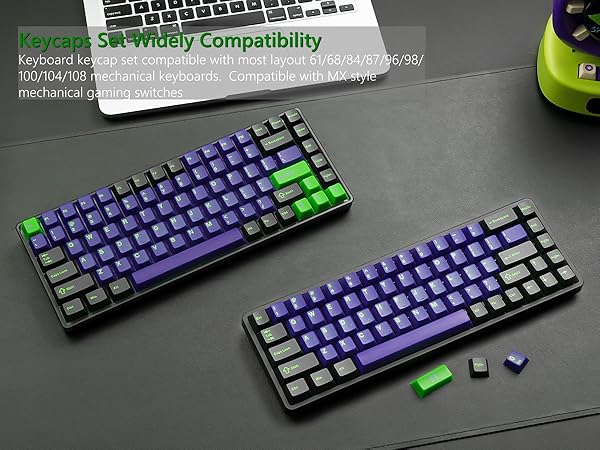 PBT Keycaps, Jade Keycaps 60 75 100 Percent, Translucent Key caps Custom