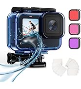 HONGDAK 60M/196FT Waterproof Case for Go Pro Hero12 11 10 9 Black, Protective Underwater Diving H...