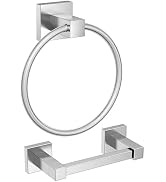 FORIOUS Toilet Paper Holder and Towel Ring Set, Pivoting Toilet Paper Holder Wall Mount, SUS 304 ...