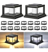 FOLKSMATE Solar Post Cap Lights 16 Pack, 2 Lighting Modes Cool/Warm White Outdoor Solar Powered, ...