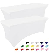 Smiry 2 Pack Spandex Table Cloth 6FT, Elastic Fitted Stretch Tablecloths for Rectangle Tables, Wa...