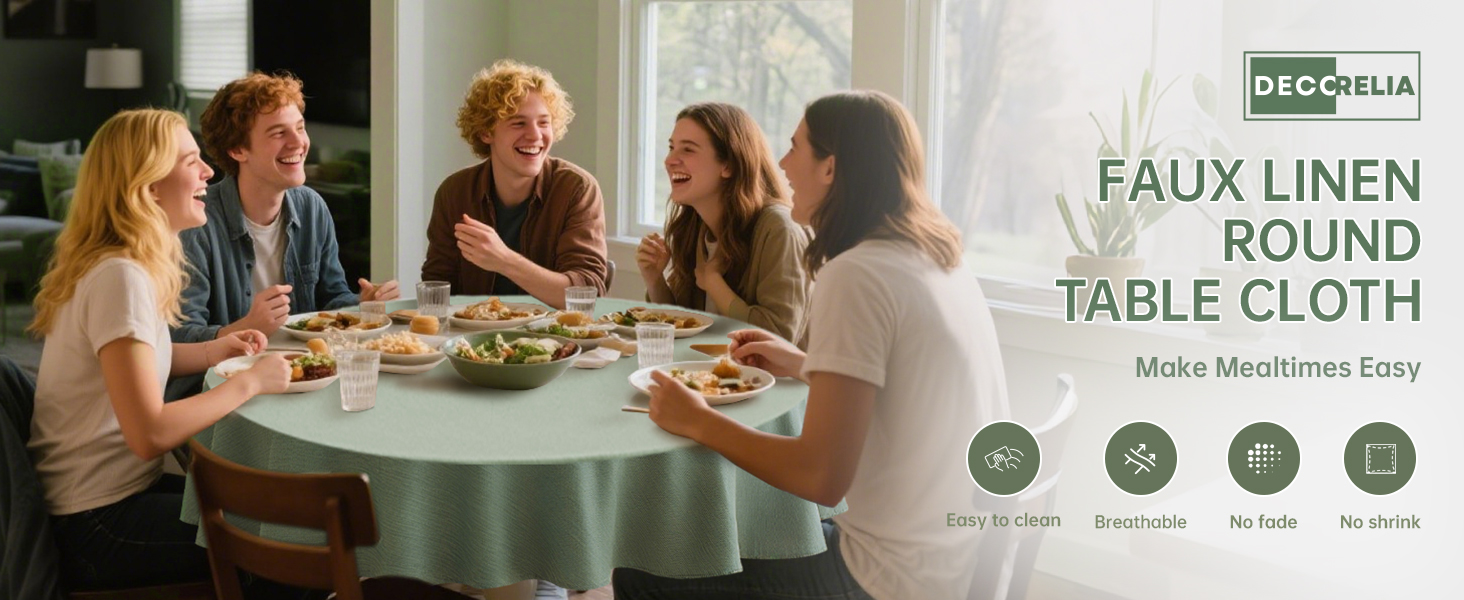 Sage Gren Round faux linen table cloth cover 60 70 inch for dinning Wedding Buffet Parties Camping