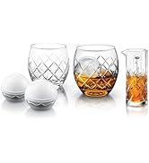 Final Touch On The Rock Glass with Ice Ball Mould &amp; Measuring Jigger - Elevate Your Scotch, Whisk...