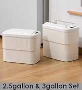 Ornato Sensor Hanging Trash Can White 2.5 Gallon and 3 Gallon Set,Motion Sensor Garbage Can, Bath...