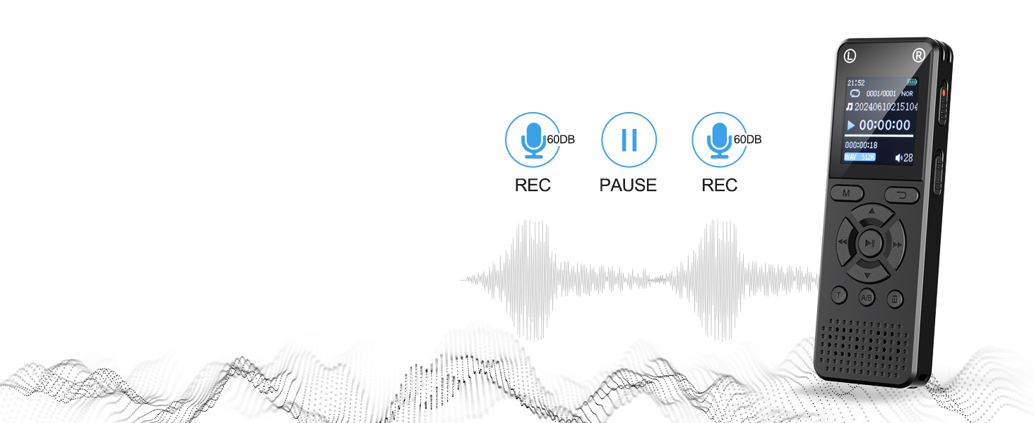 digital voice recorder with built-in speaker A/B repeat and password protection