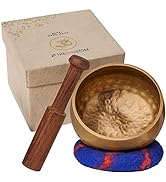Ohm Store Tibetan Singing Bowl Set — Meditation Sound Bath Bowl and Wooden Striker with Lokta Gif...