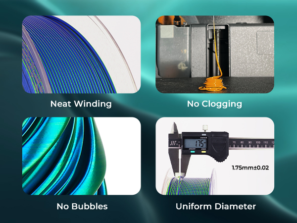 PLA 3D Printer Filament Silk Shiny PLA 1.75mm Dual Color Color Change Printing Filament 