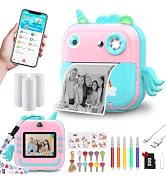 Instant Print Camera for Kids,Inkless Sticker Printer for Girls Boys Age 3-12, 20MP HD Digital Vi...