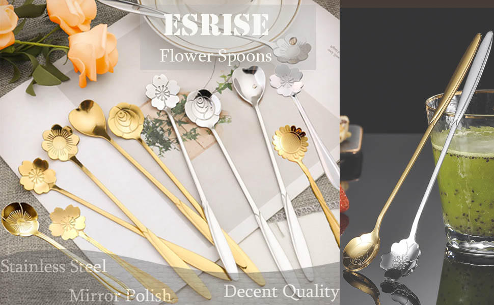 9 Pcs Flower Spoon Coffee Teaspoon Set