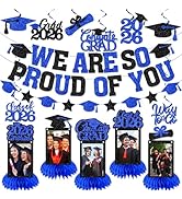 We are So Proud of You Banner-2026 Graduation Decorations Blue Glitter Graduation Banner Garland ...