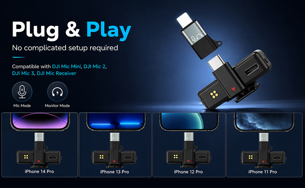 USB C to Lighting OTG Audio Adapter for Connecting DJI Mic Mini Green