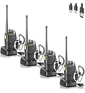 JUCJET (4-Pack) Walkie Talkies, Includes Original Headsets, Type-C Cable, USB Charging Dock, Feat...