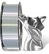 MIKA3D 1.75mm Silk Metallic Silver Shiny PLA 3D Printing Filament, 1KG 2.2Lbs 3D Printing Materia...
