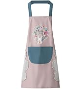 DILLMAN Women Kitchen Apron with Hand Wipe Pockets,Big Pocket,Hand-wiping, Waterproof for Cooking...