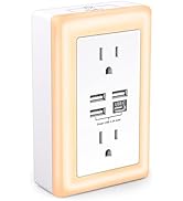 USB Wall Charger, Surge Protector,Nustsa Outlet Extender with Night Light, 4 USB Charger Ports( 4...