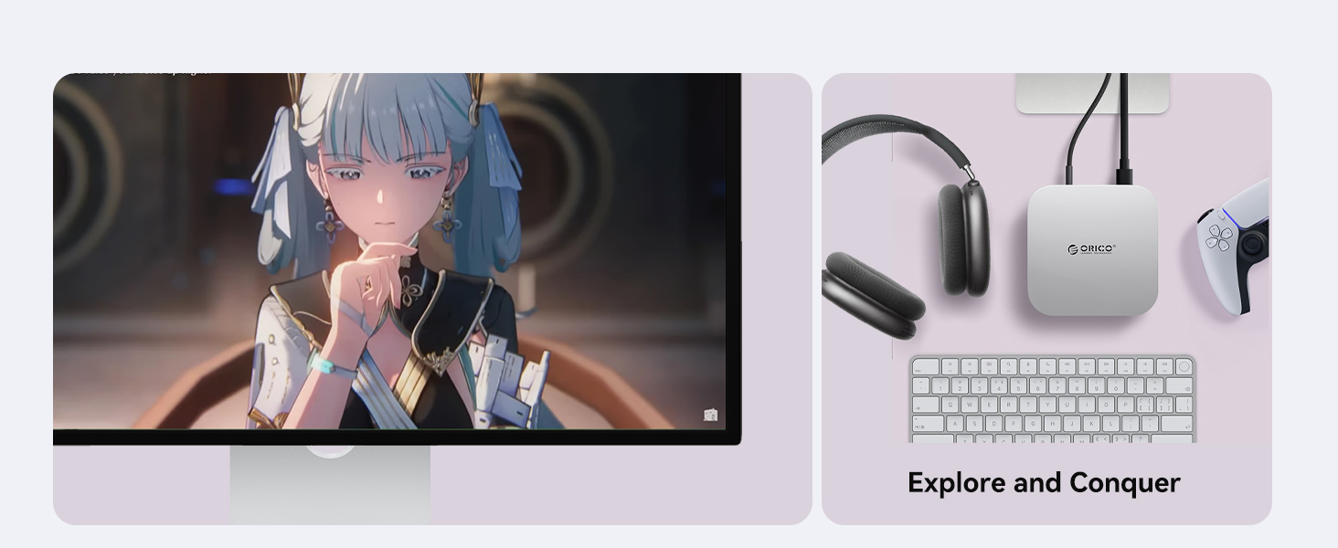 a computer monitor and a keyboard with a anime character on it.