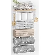 Towel Racks for Bathroom,Towel Rack Wall Mounted, 6 Tier Rolled Or Folded Towel Holder with Float...