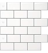 LONGKING 10-Sheet Peel and Stick Backsplash Tile for Kitchen Backsplash, 12x12 inches Off White S...