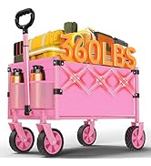 Wagons Carts Foldable, 360LBS Folding Utility Heavy Duty Wagon Cart with Wheels, 100L Portable Ut...