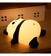 Cute Panda Night Light for kids, 3 Level Dimmable Nursery Nightlight with Timer, Silicone Light C...
