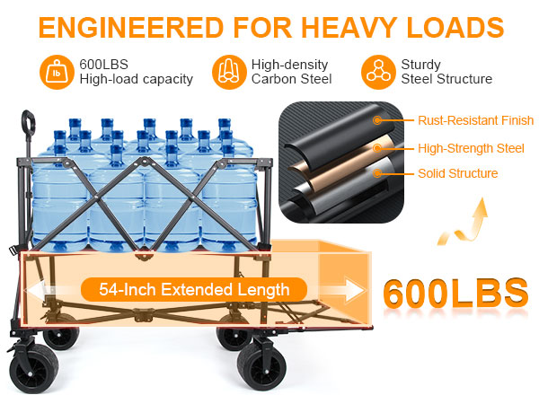 600lb double decker wagon heavy duty reinforced steel frame with 54 inch extended lower deck