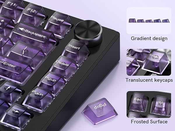 Gradient Purple Frosted keycaps,Translucent Jelly Key caps Set,Shine Through Key caps,Cherry Profile