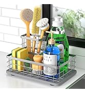 HOKEMOM Large Family-Sized Sponge Holder for Kitchen Sink with Brush Holder - Drain-Free Non-Slip...