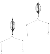 SelHeng 2Pcs Carp Fishing Feeders Cage, Spring Fish Feeder with Holder, Inline Methods Fishing Ta...