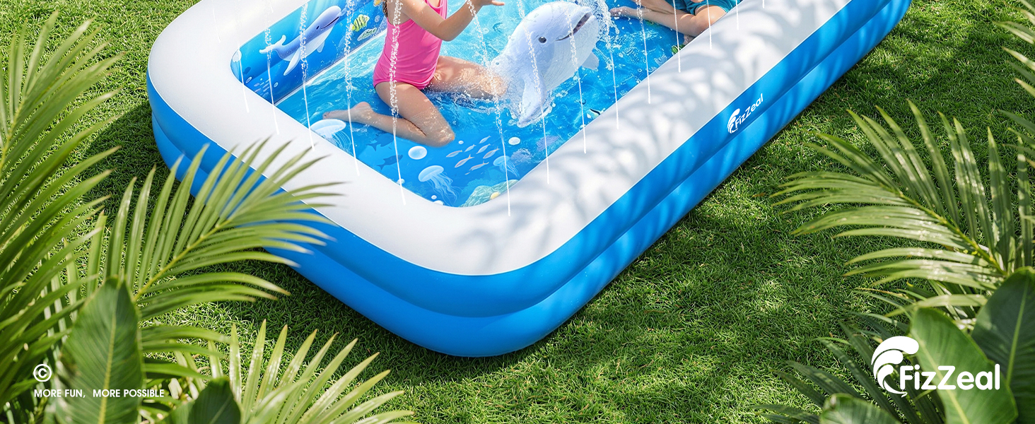 inflatable pool with sprinkler