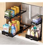 LIAISIMI Under Sink Organizer, 2 Tier Slide Out Cabinet Organizer with Pulley, Height Adjustable ...