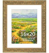 Golden State Art,16x20 Ornate Picture Frame with White Mat for 12x16 Photo or Display 16 x 20 Pri...