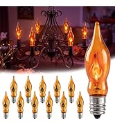 12PK Halloween Orange Light Bulbs, C18 Replacement Bulbs for Chandeliers | Flicker Flame, 1 Watt,...