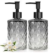 Topsky 2 Pack Glass Soap Dispenser with Plastic Pump, 330ml Liquid Hand Soap Dispenser, Rustproof...