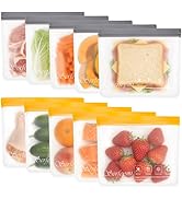 Serfeymi 10 Pack Reusable Freezer Sandwich Bags Extra Thick, Reusable Plastic Bags BPA Free,Quart...