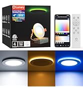 Lumary Smart Recessed Lighting Pro 4 Inch with RGB/Night Ring, 9W 780LM Smart WiFi Wafer Downligh...