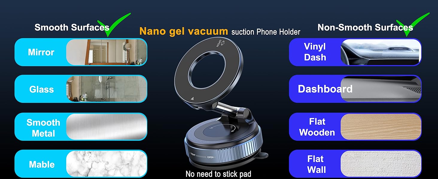 nano gel vacuum suction magnetic phone holder