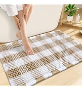Smiry Waffle Bath Mat 30x20, Extra Soft Absorbent Checkered Bathroom Rugs, Non Slip Quick Dry Mac...